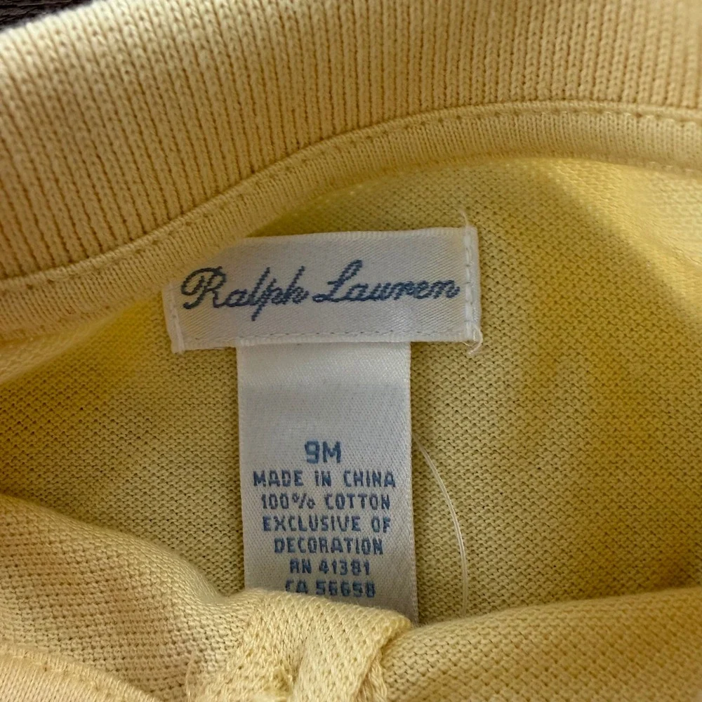 NWT Ralph Lauren Baby Girls Yellow Polo Ruffle Dress & Bloomers Set 9M